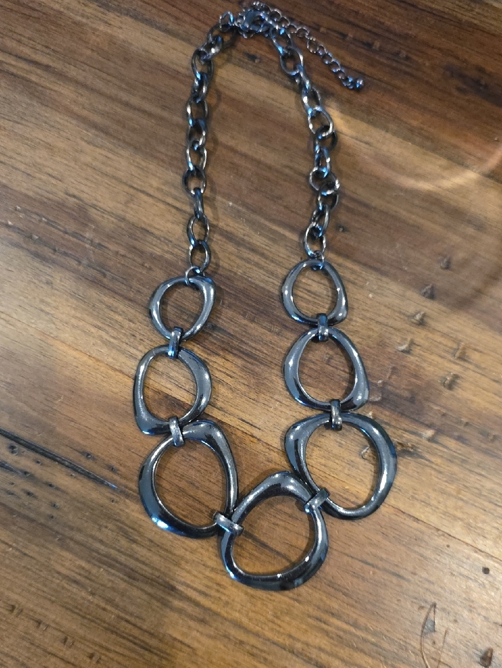 Gunmetal Toned Abstract Art Necklace